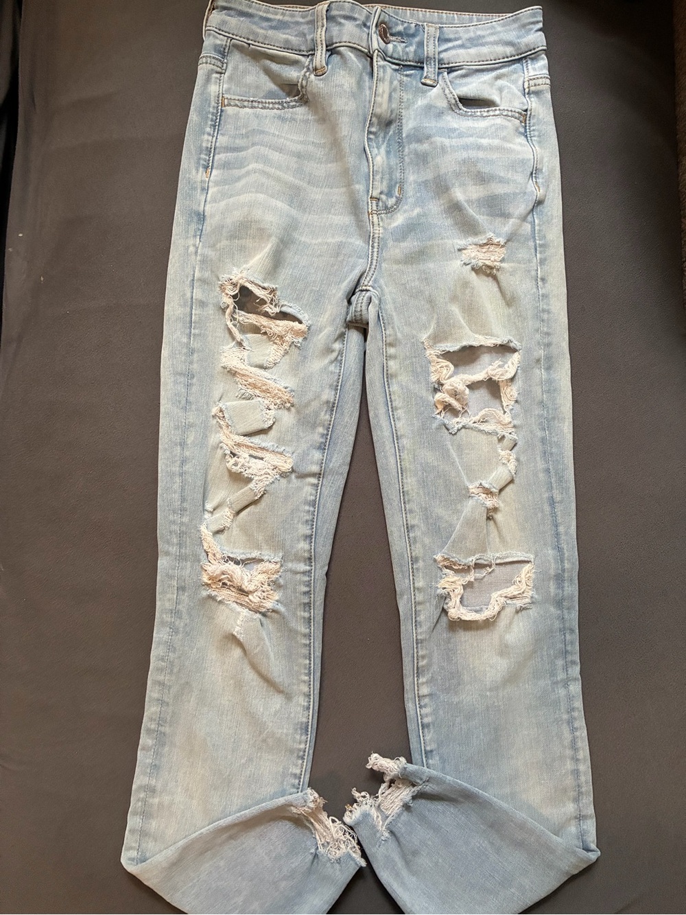 American Eagle Outfitters Light Blue Ripped Skinny Jeans
